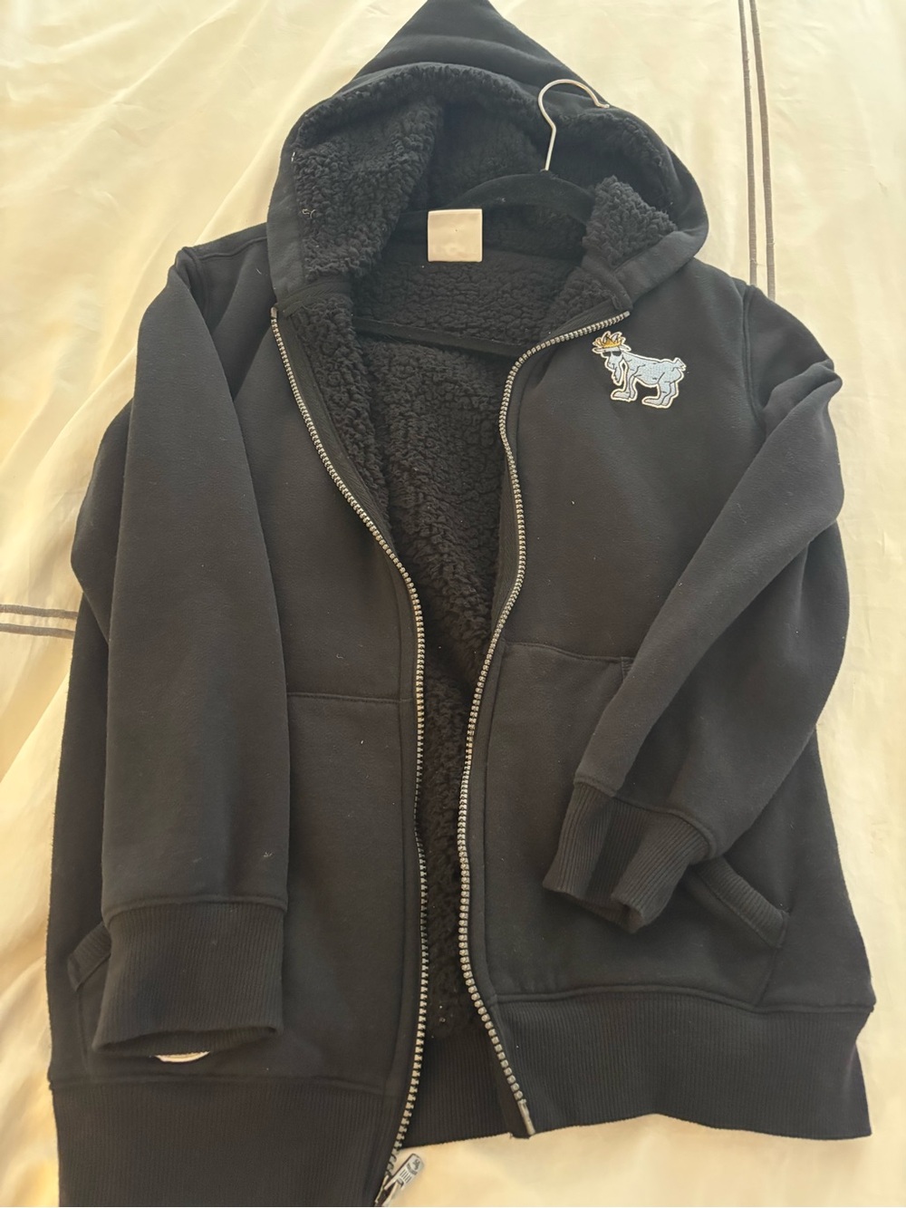 Goat USA Black Sherpa-Lined Zip Hoodie